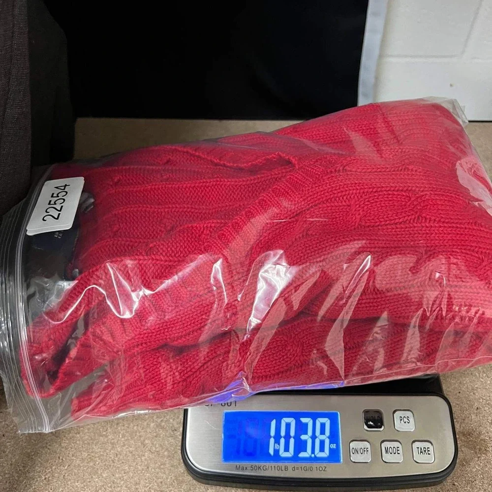 Ralph Lauren Sport Sweater Women XL Red Cable Knit V-Neck Cotton Long Sleeve
